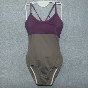 Body Wrappers Grey Maroon Leotard L
